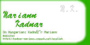 mariann kadnar business card